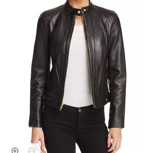 Cole Haan leather zip women’s jacket- worn once!!